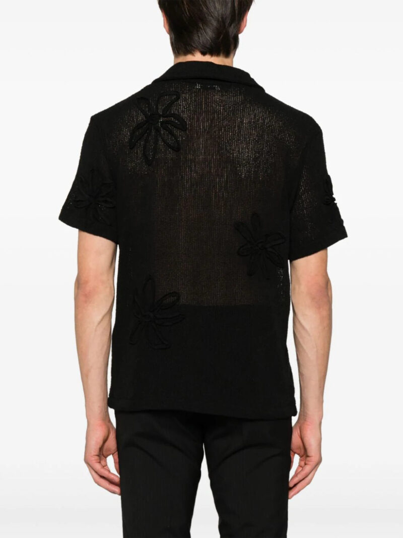 SANDRO  floral-appliqué crochet shirt