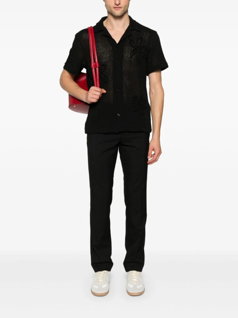 SANDRO  floral-appliqué crochet shirt