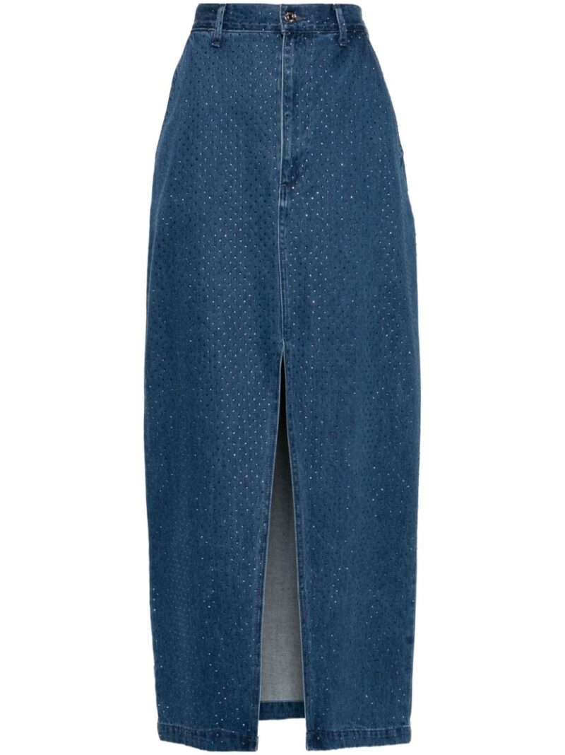 SANDRO  rhinestone-embellished denim skirt