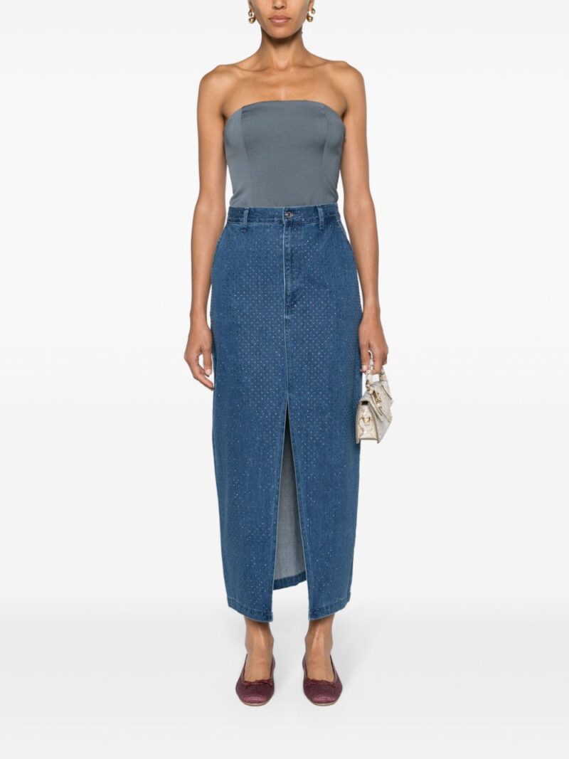 SANDRO  rhinestone-embellished denim skirt