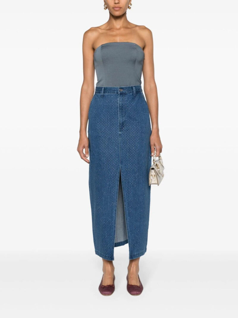 SANDRO  rhinestone-embellished denim skirt