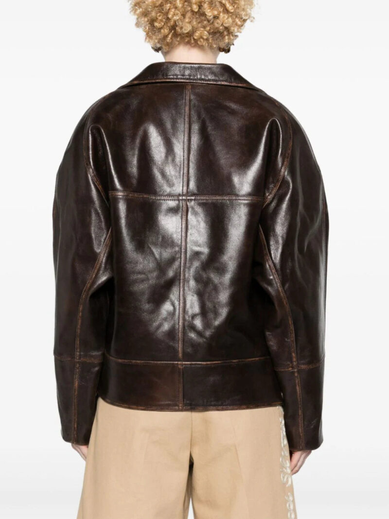 SANDRO notched-lapels leather jacket