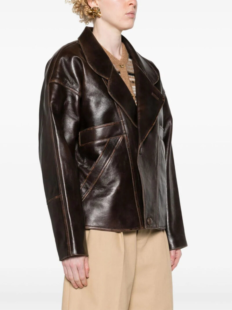 SANDRO notched-lapels leather jacket