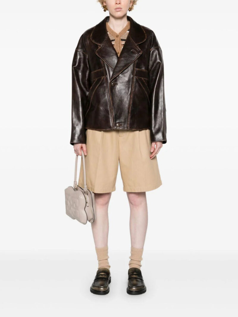 SANDRO notched-lapels leather jacket