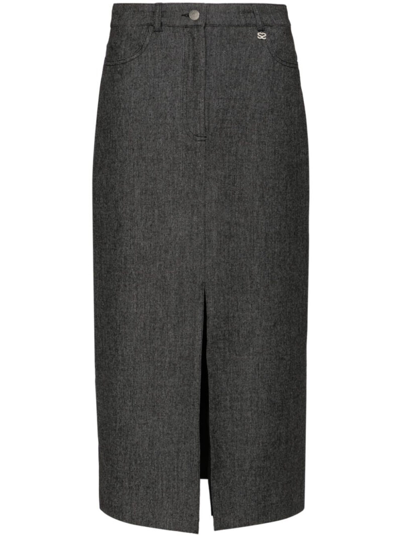 SANDRO  front-slit cotton skirt