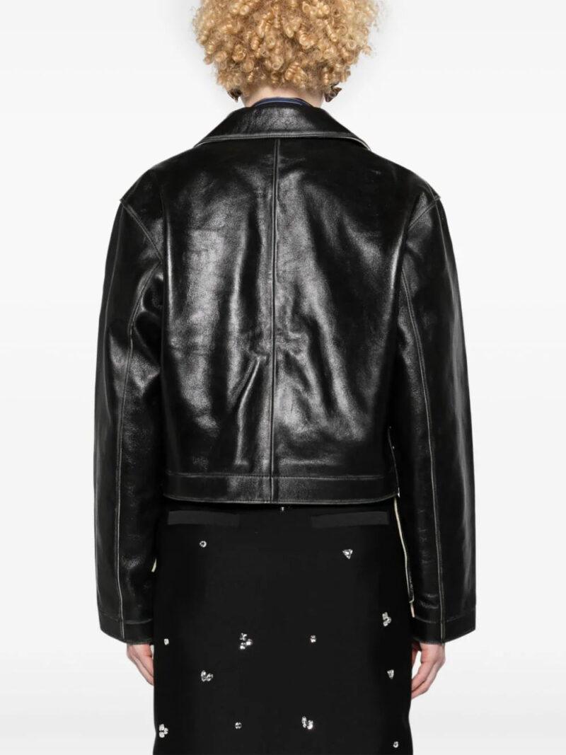 SANDRO  notched-lapels distressed biker jacket