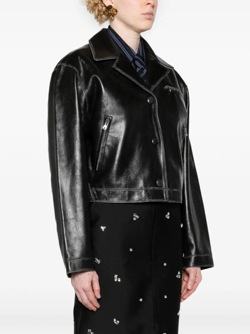 SANDRO  notched-lapels distressed biker jacket