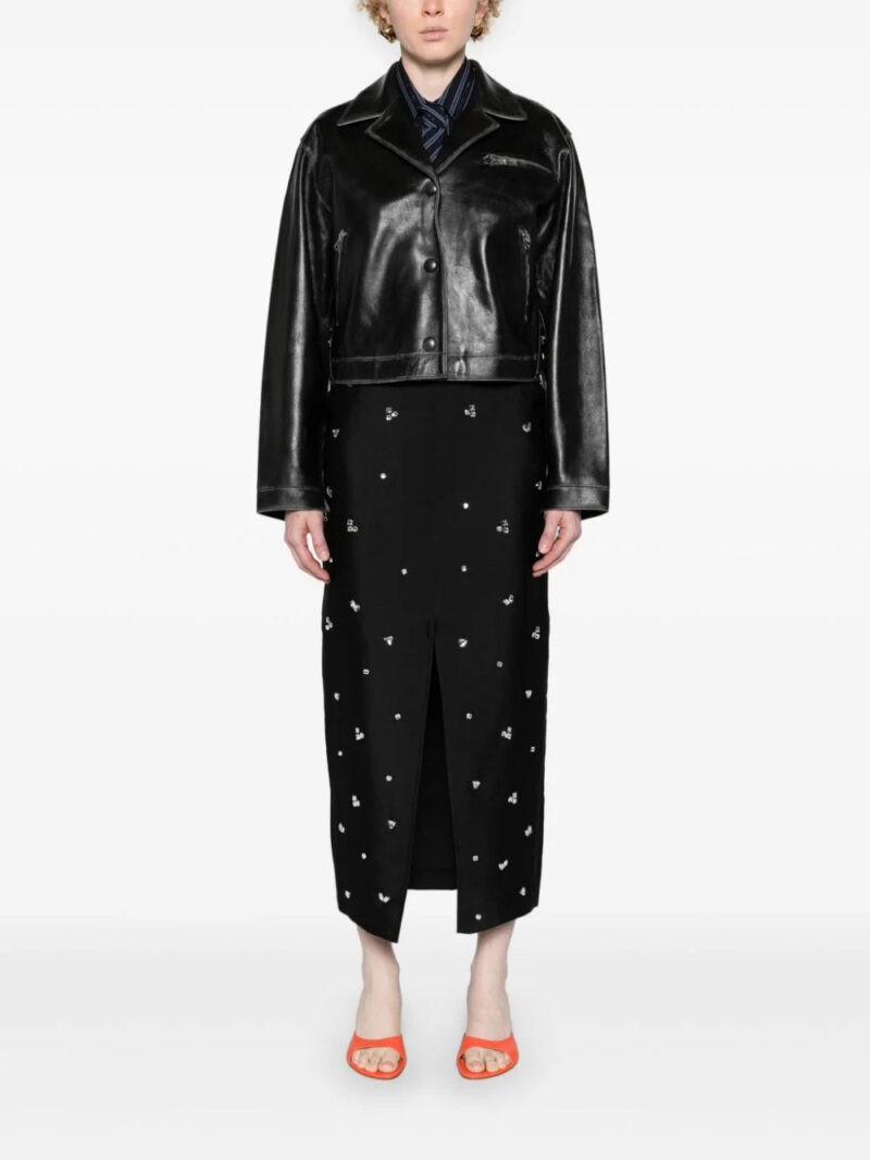 SANDRO  notched-lapels distressed biker jacket