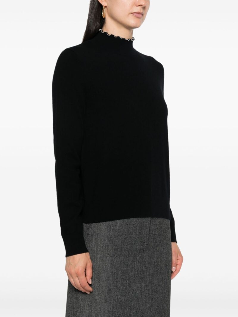 SANDRO  beaded-trim roll-neck jumper