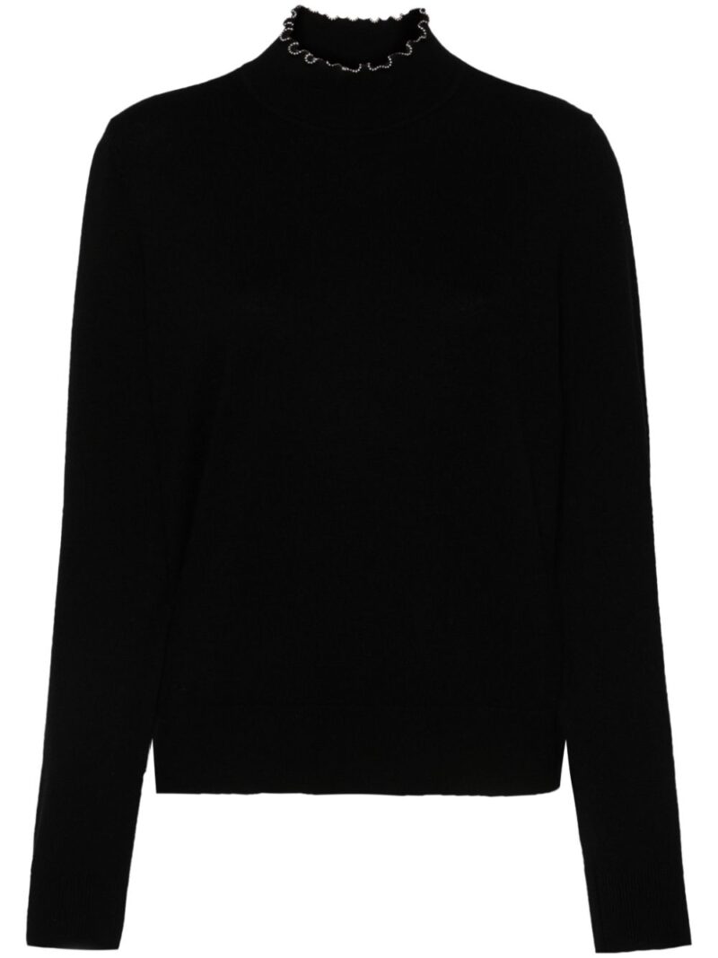 SANDRO  beaded-trim roll-neck jumper