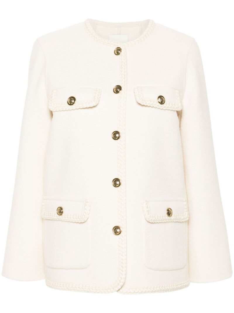 SANDRO  braided-trim felted military jacket