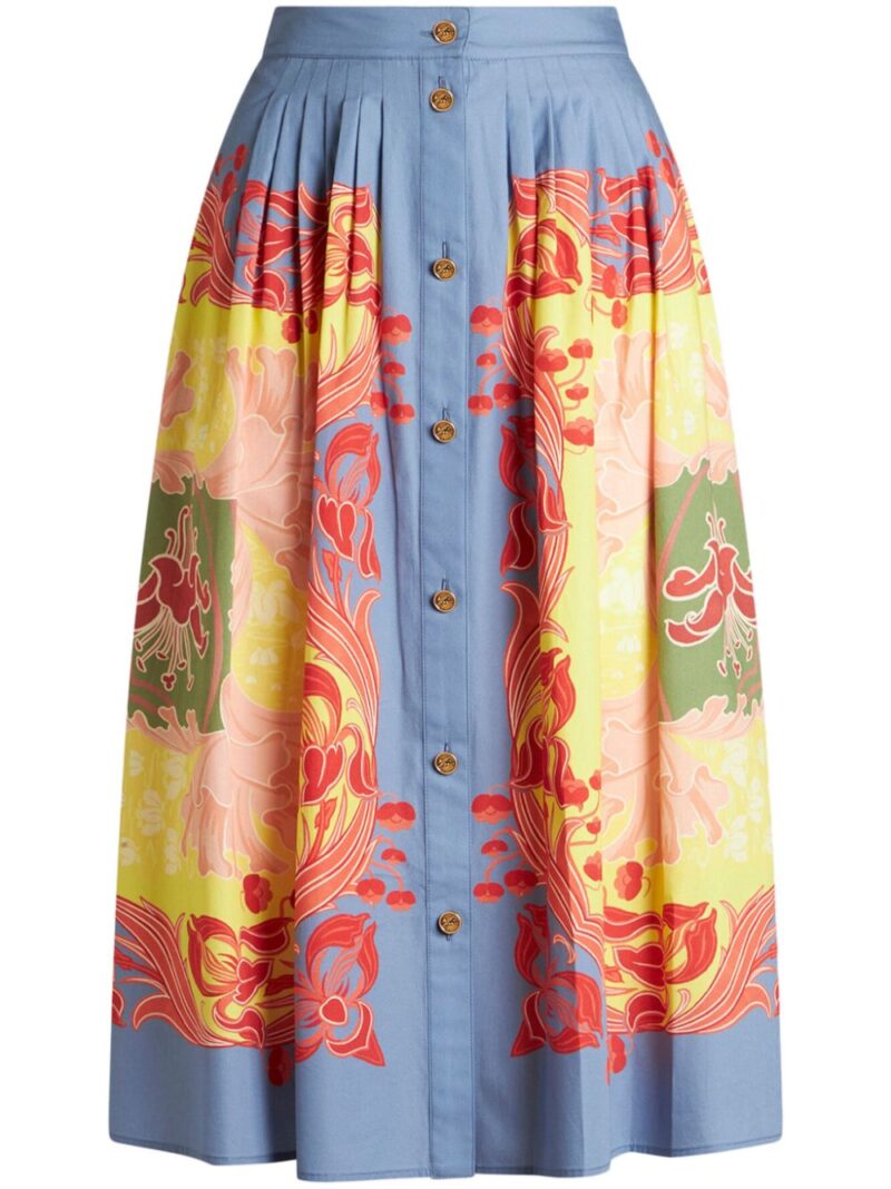 ETRO  pleated button-down midi skirt