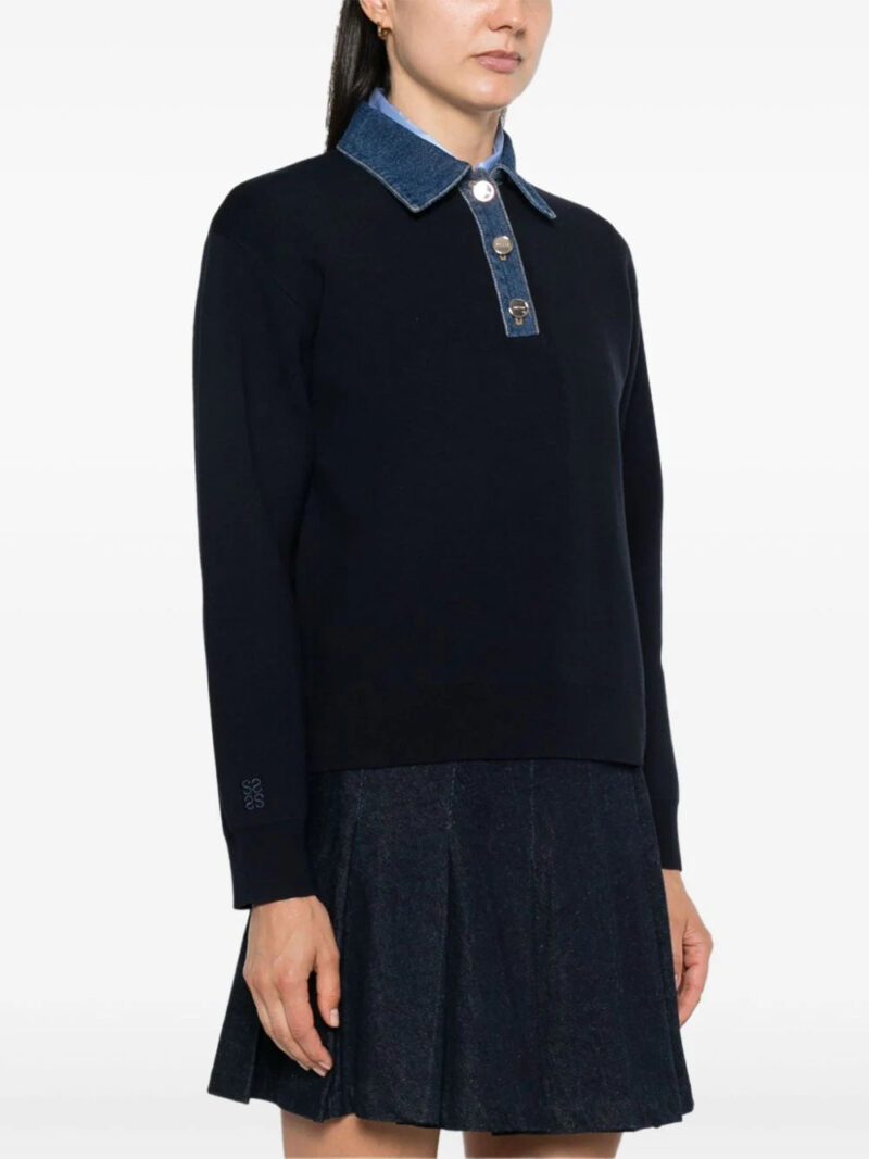 SANDRO  denim-detailed polo shirt