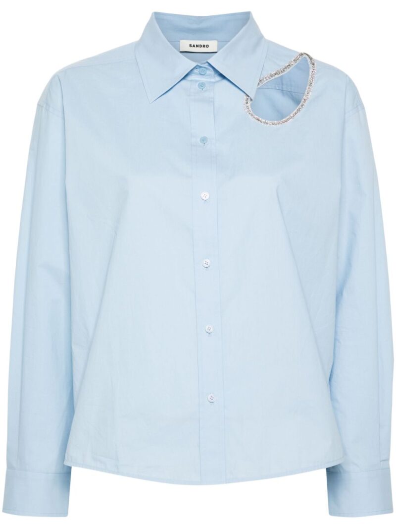 SANDRO  rhinestone-trim cotton shirt