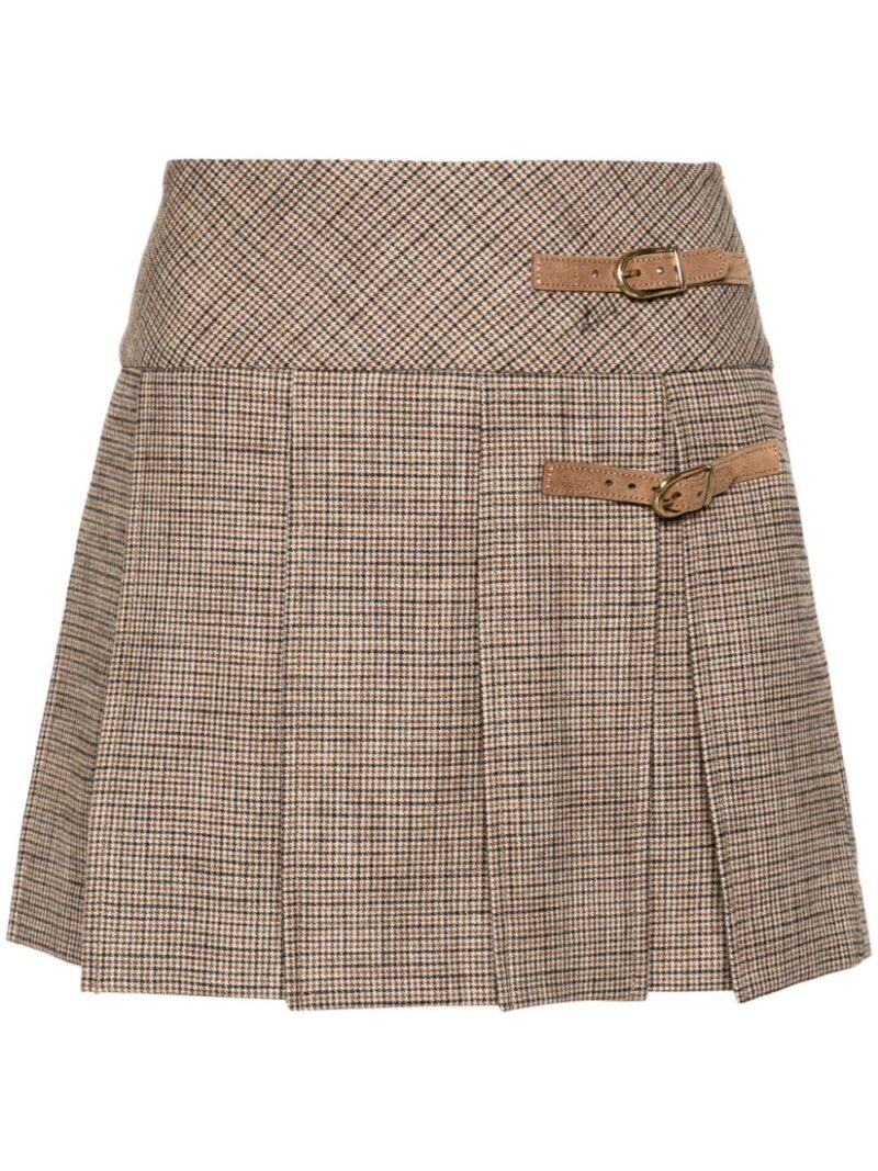 SANDRO  houndstooth-pattern pleated skirt