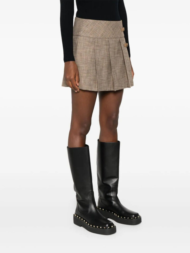 SANDRO houndstooth-pattern pleated skirt