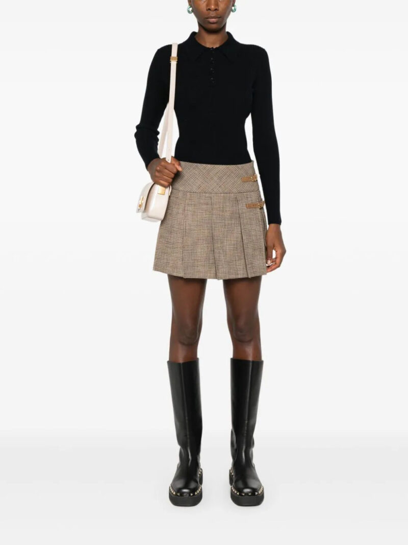 SANDRO houndstooth-pattern pleated skirt