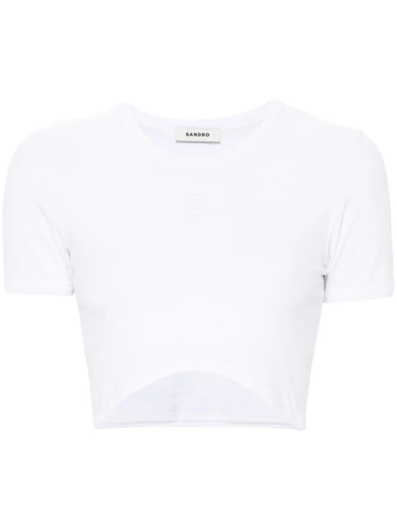 SANDRO  logo-embroidered cropped T-shirt
