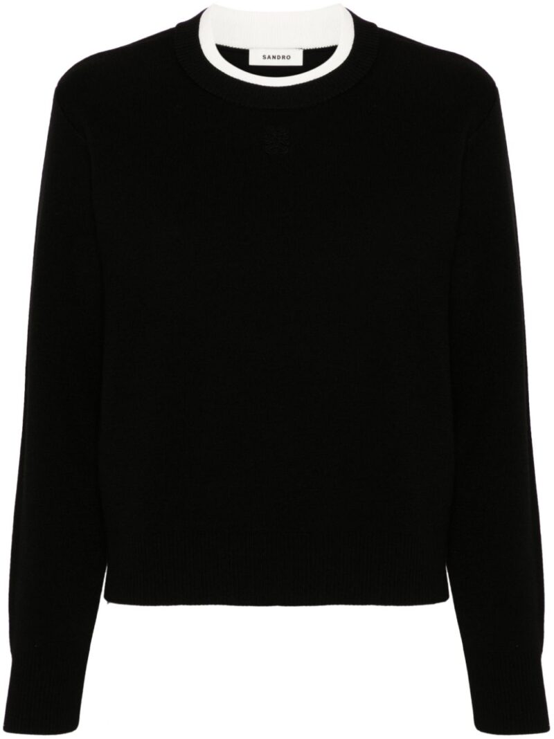 SANDRO  logo-embroidered crew-neck jumper