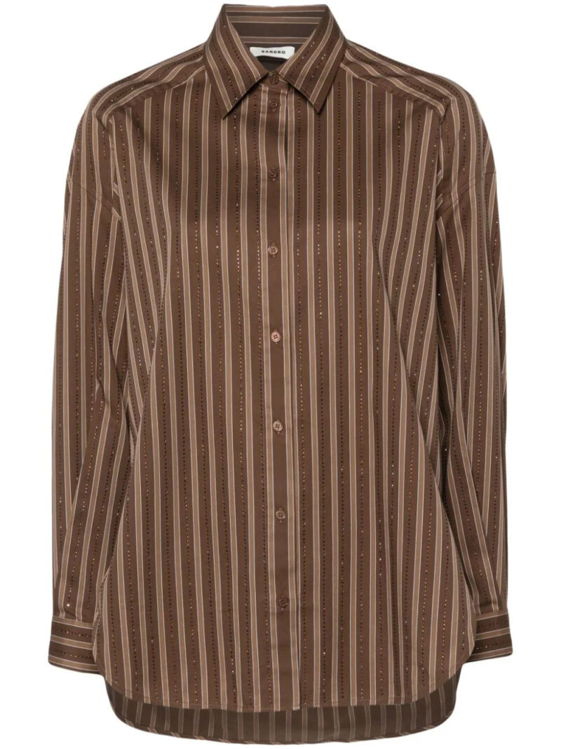 SANDRO  crystal-embellished striped shirt