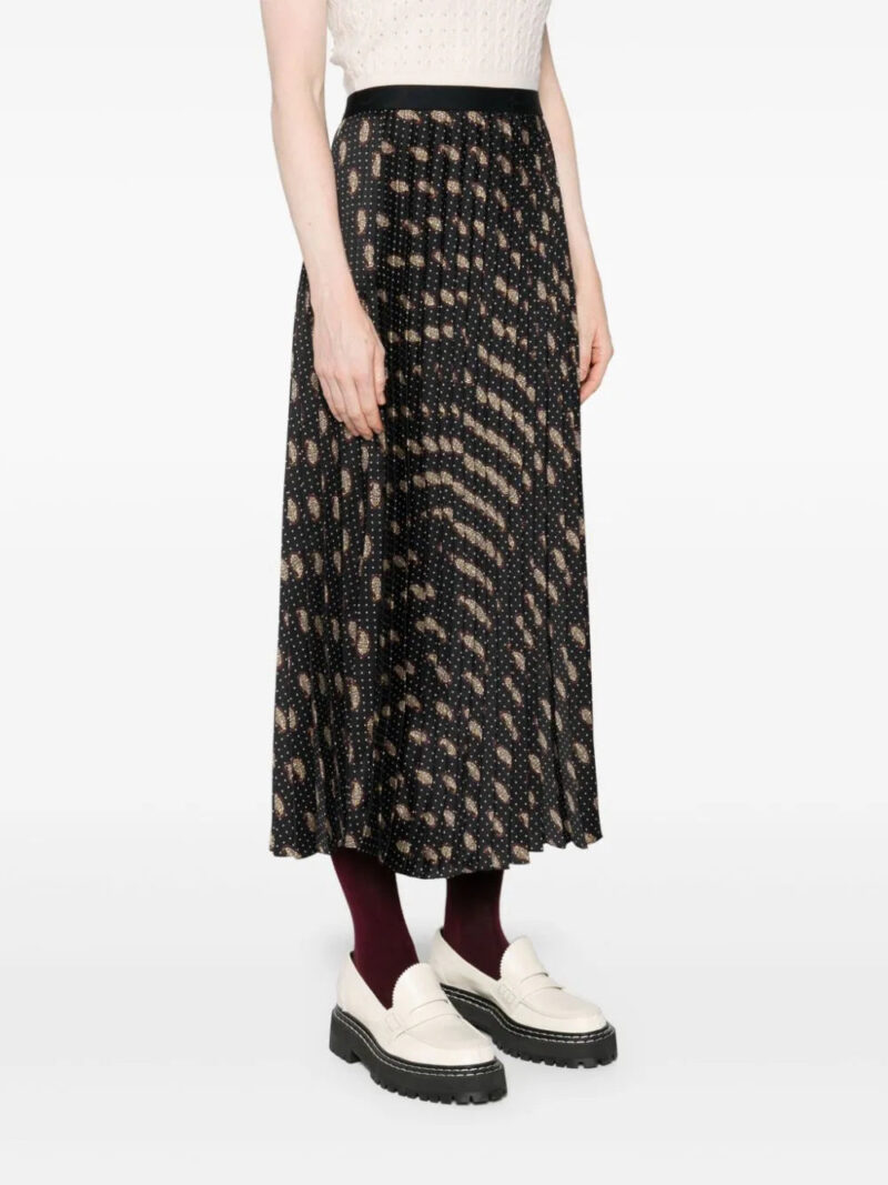 SANDRO printed pleated midi skirt