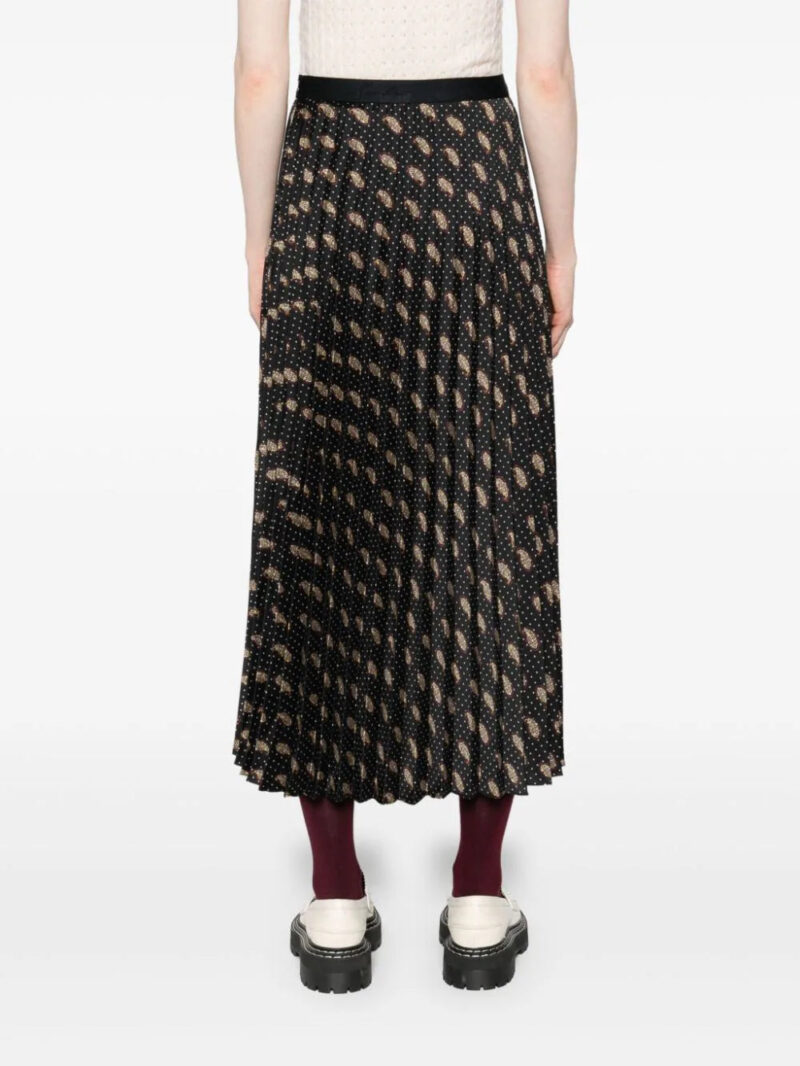 SANDRO printed pleated midi skirt