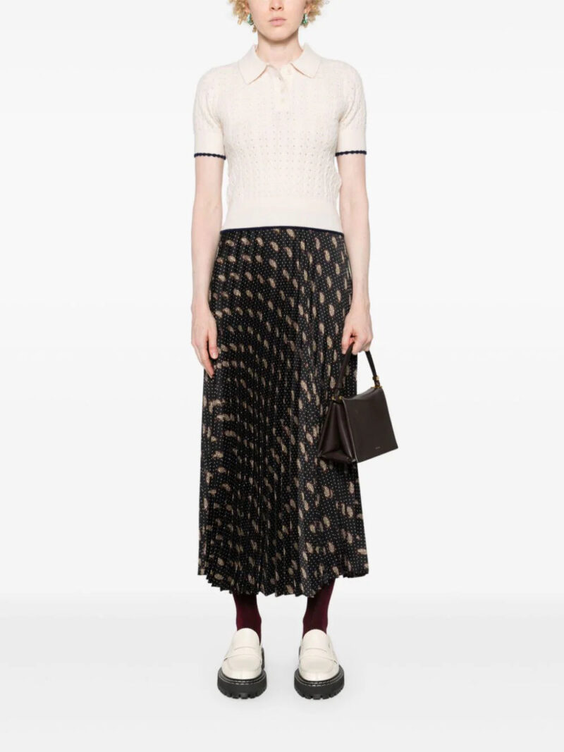 SANDRO printed pleated midi skirt