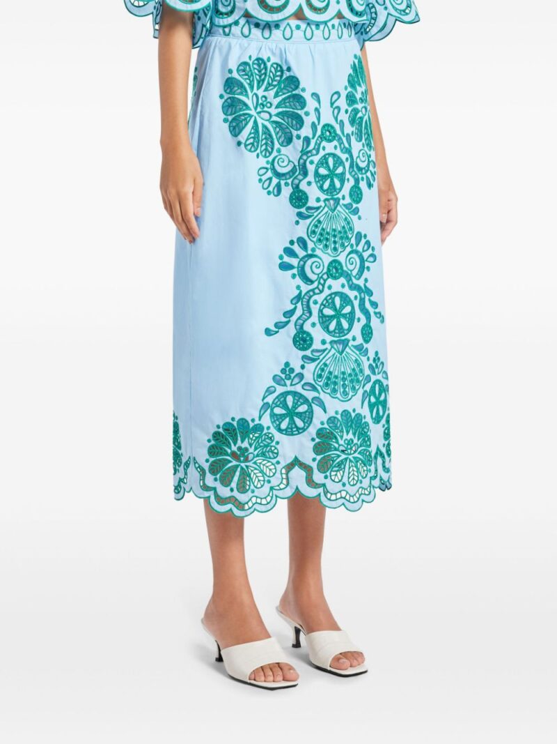 FARM Rio  Graphic Richelieu midi skirt