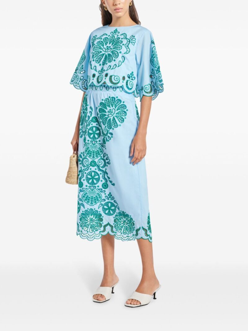 FARM Rio  Graphic Richelieu midi skirt