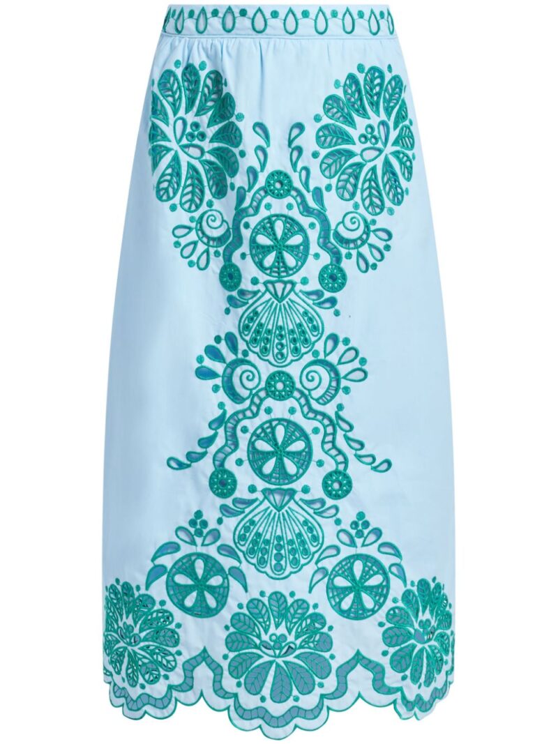 FARM Rio  Graphic Richelieu midi skirt