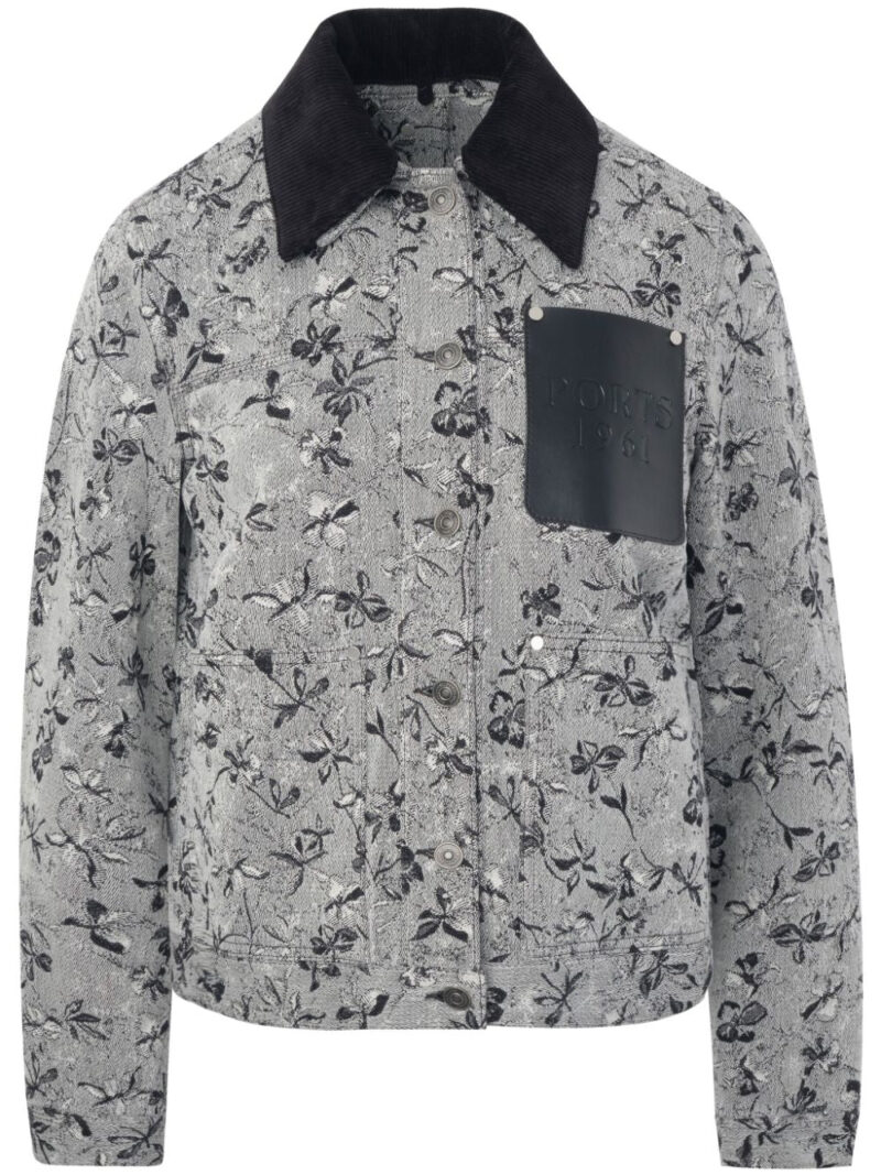 Ports 1961  floral-print denim jacquard jacket
