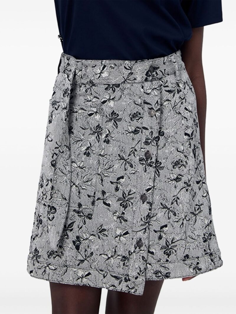 Ports 1961  floral-jacquard denim skirt