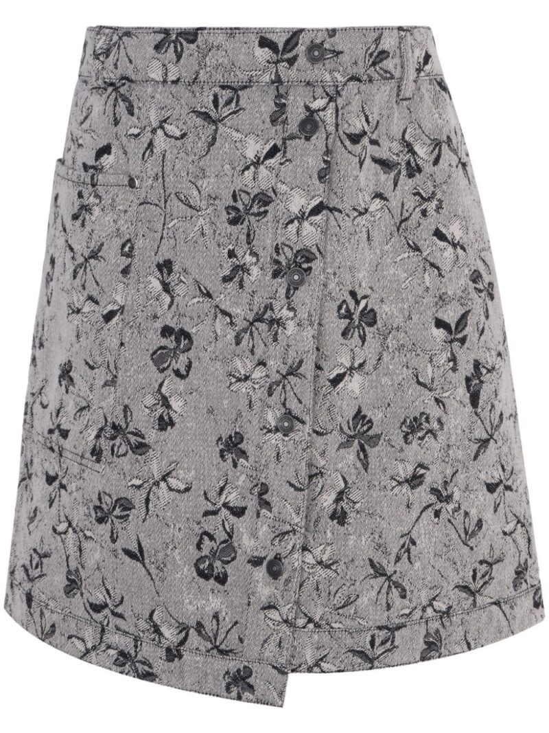 Ports 1961  floral-jacquard denim skirt