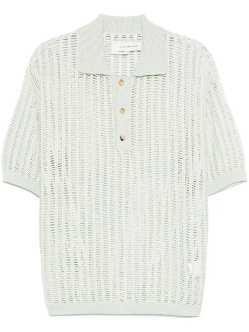 Feng Chen Wang  open-knit polo shirt