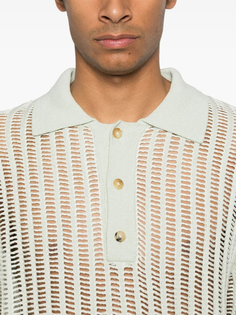 Feng Chen Wang open-knit polo shirt