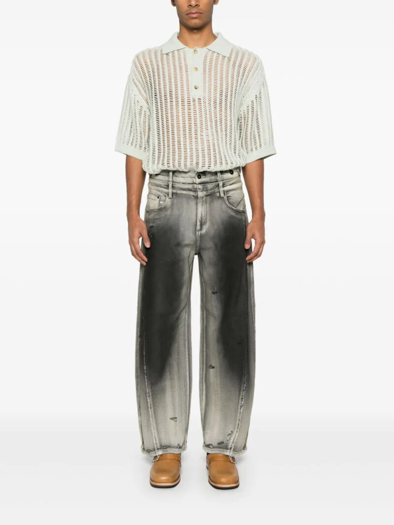 Feng Chen Wang open-knit polo shirt