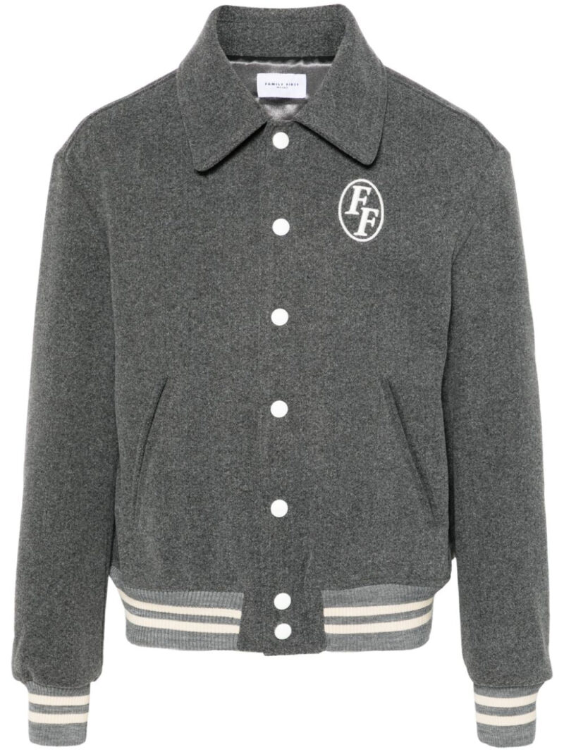 Family First logo-embroidered varsity jacket