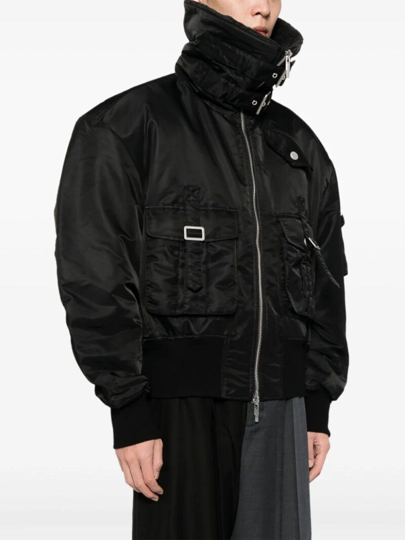 Feng Chen Wang  buckle-collar fastening jacket