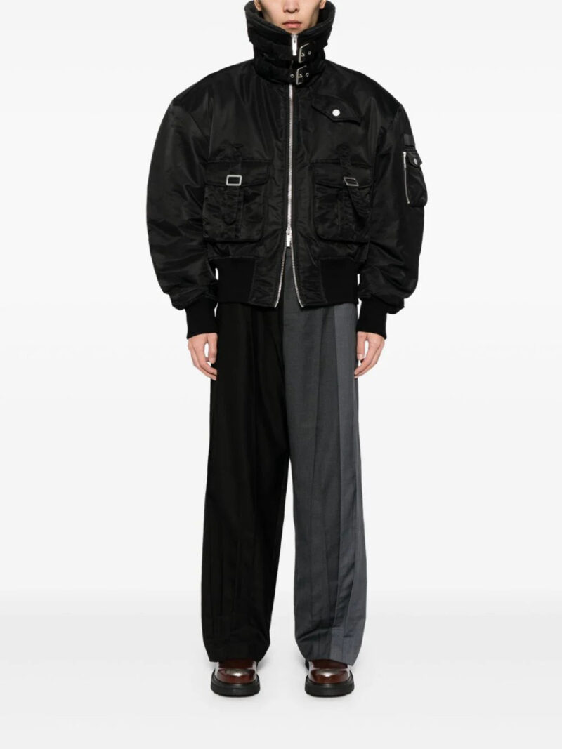 Feng Chen Wang  buckle-collar fastening jacket