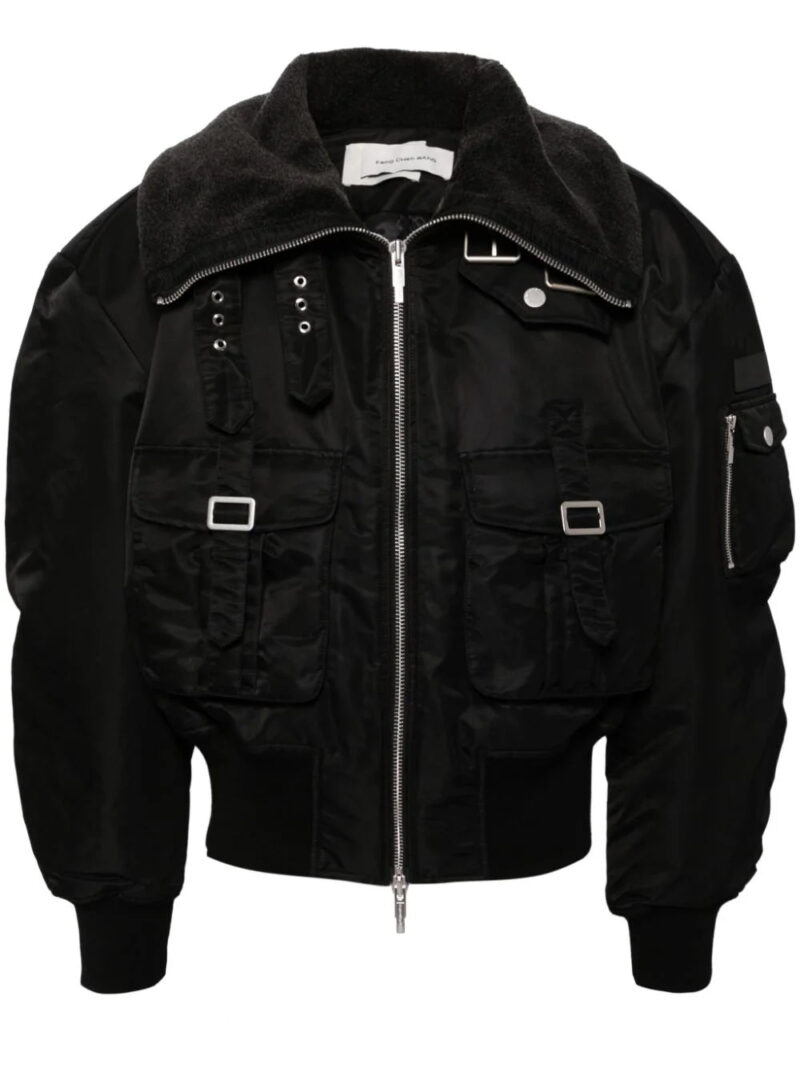 Feng Chen Wang  buckle-collar fastening jacket