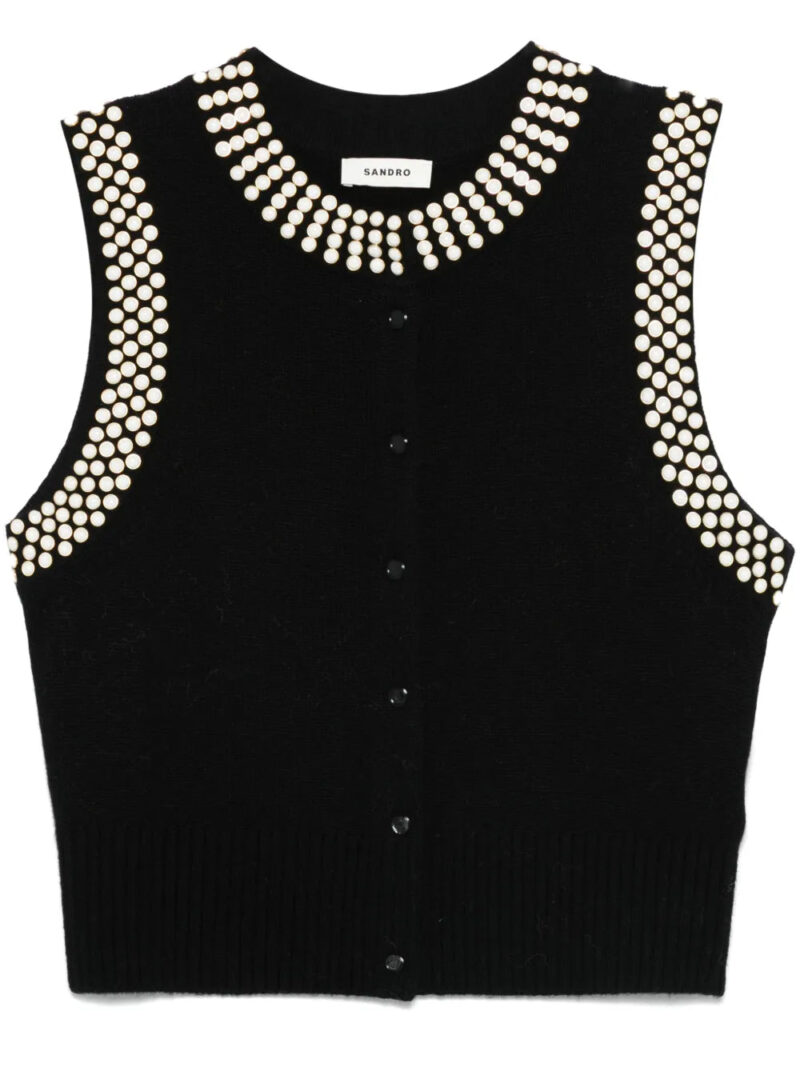 SANDRO  faux-pearl top