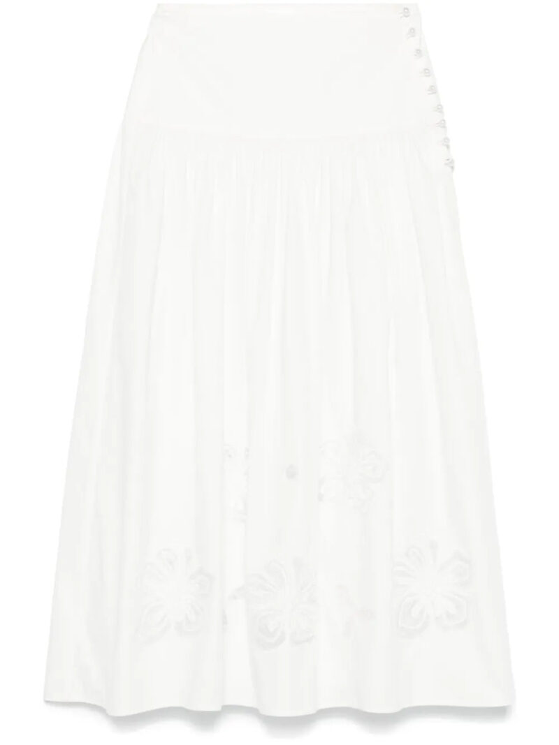 SANDRO  floral-embroidered midi skirt