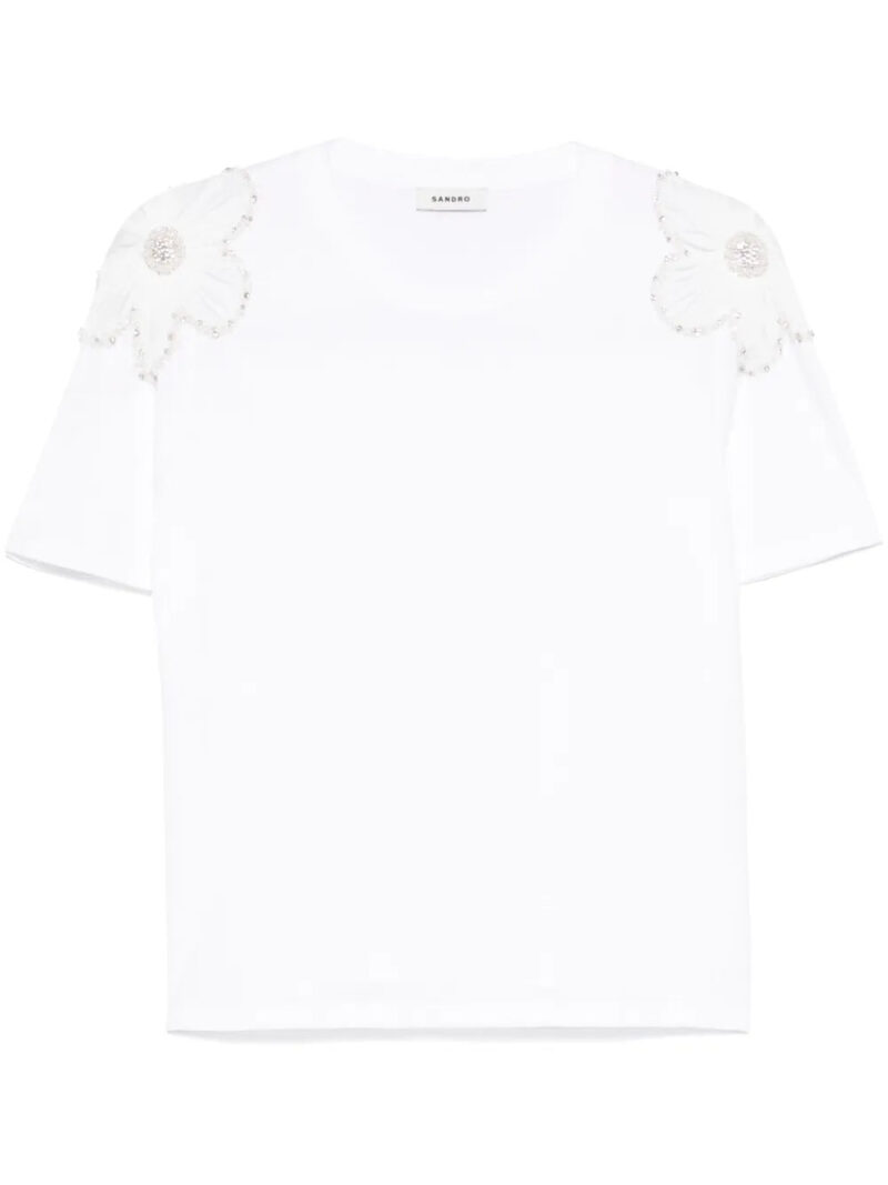 SANDRO  floral-appliqué T-shirt
