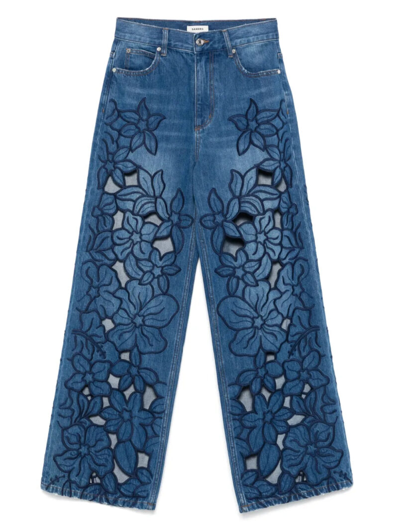 SANDRO  floral-embroidery jeans