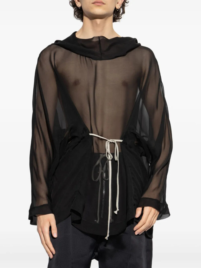 Rick Owens semi-sheer silk hoodie