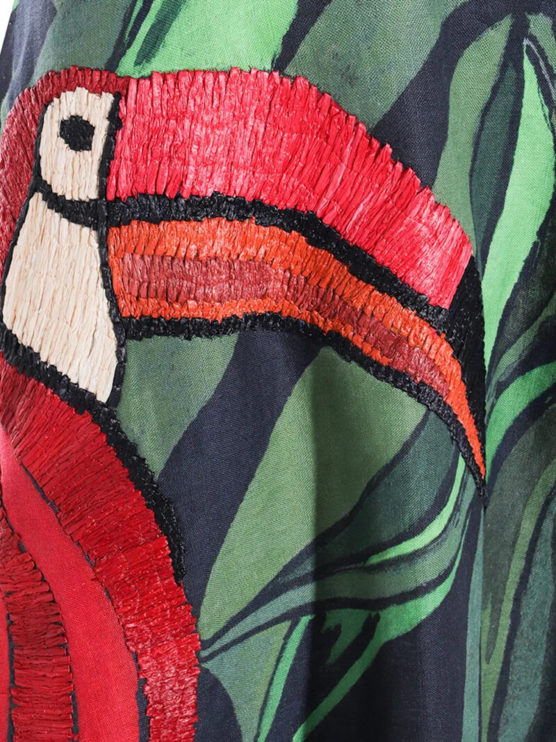FARM Rio flamingo-embroidered maxi skirt
