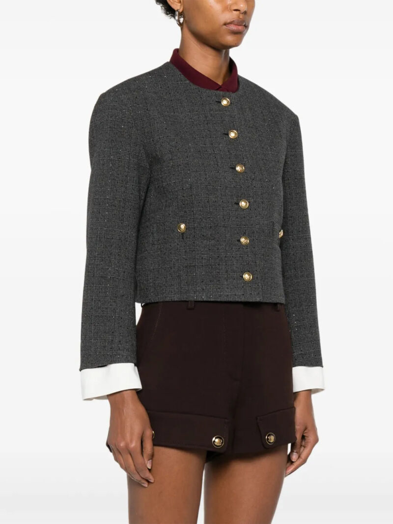 SANDRO  check-print cropped jacket