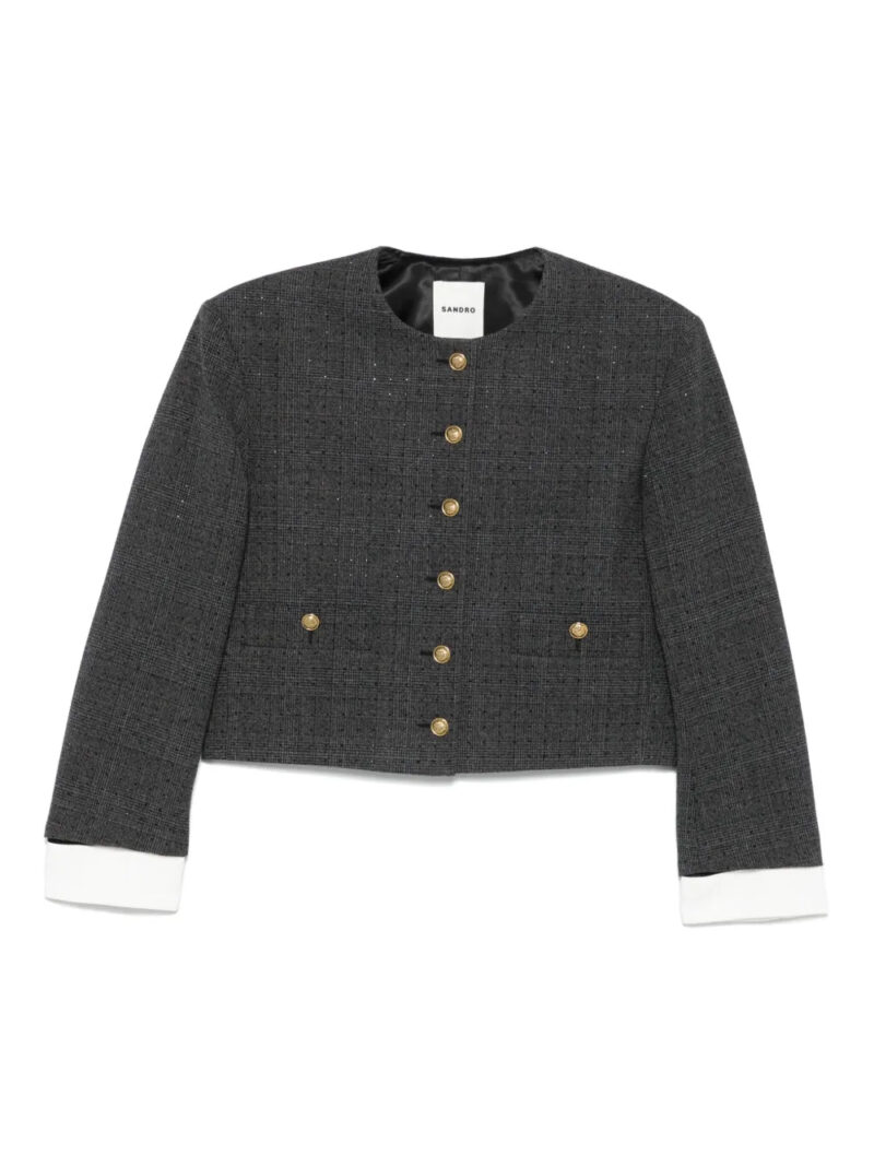 SANDRO  check-print cropped jacket