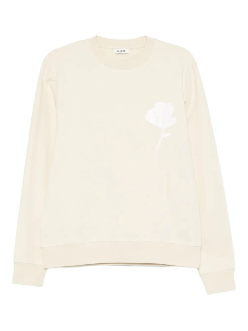 SANDRO  flower-appliqué cotton sweatshirt