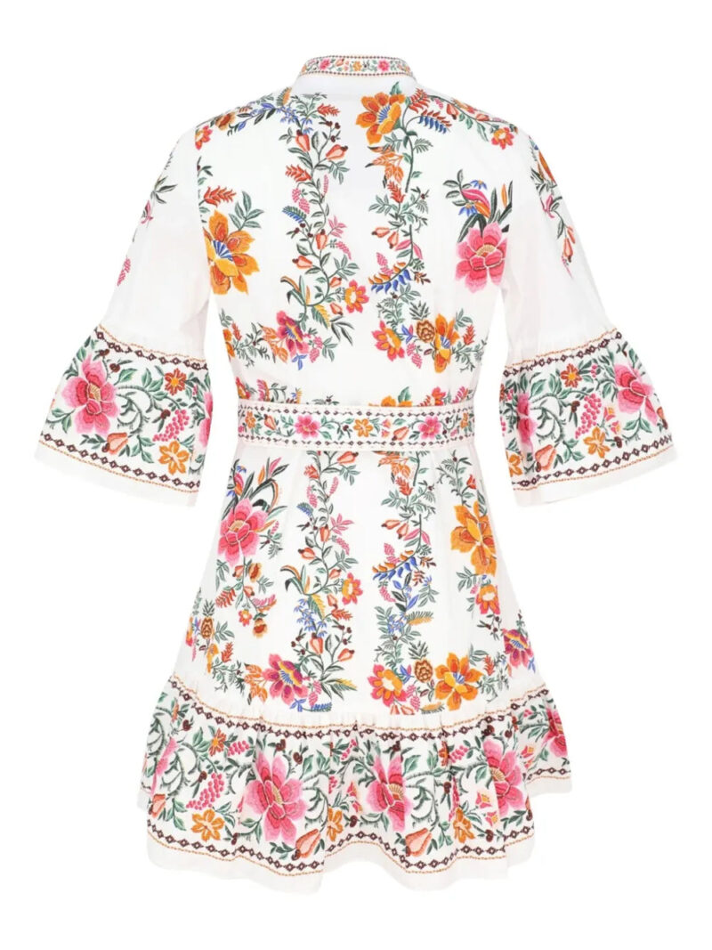 FARM Rio  floral-embroidered belted mini dress